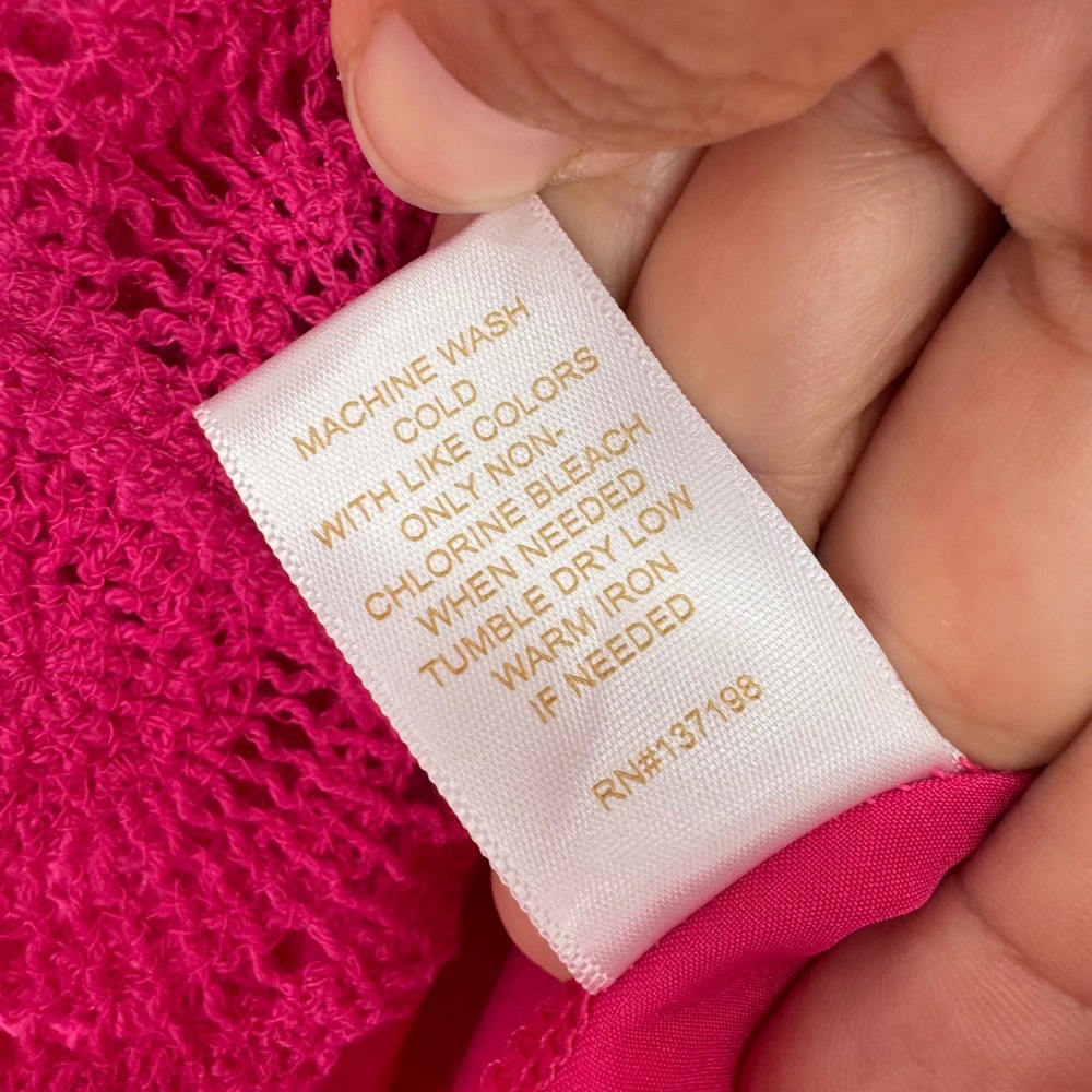 NWT Caroline Constas Pink Crochet Two-Piece Skirt Set Sleeveless Fuchsia Pink M - Picture 14 of 14